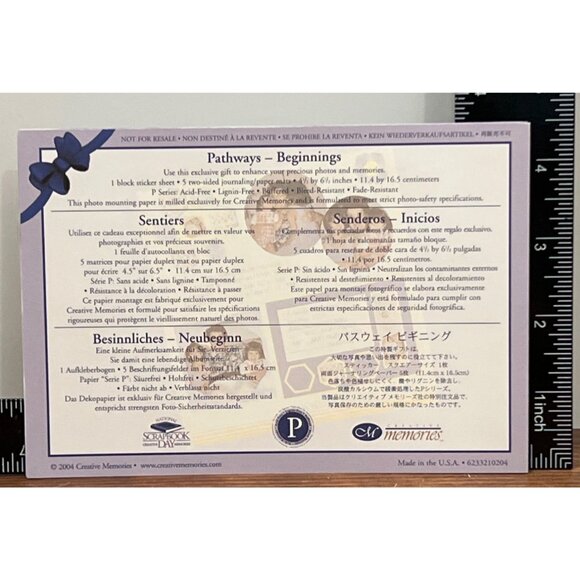 CREATIVE MEMORIES PATHWAYS BEGINNINGS 6233210204 STICKER SHEETS PHOTO MOUNTING - Picture 2 of 3